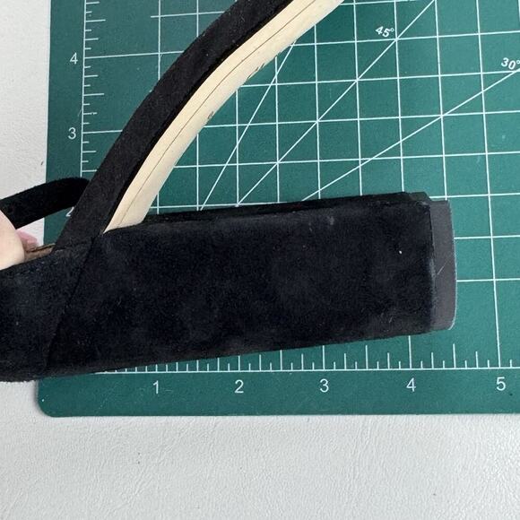 Sam Edelman Yancy Suede Ankle Strap Peep Toe Block Heel Sandals Black Womens 8.5 - Picture 16 of 16